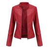 Spring / Autumn Faux Leather Jacket Women's Fashionable Trim Motorcycle Women Coat