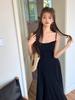 2026 Spring/Summer Black & Grey U-Neck Slim Dress with Spaghetti Straps