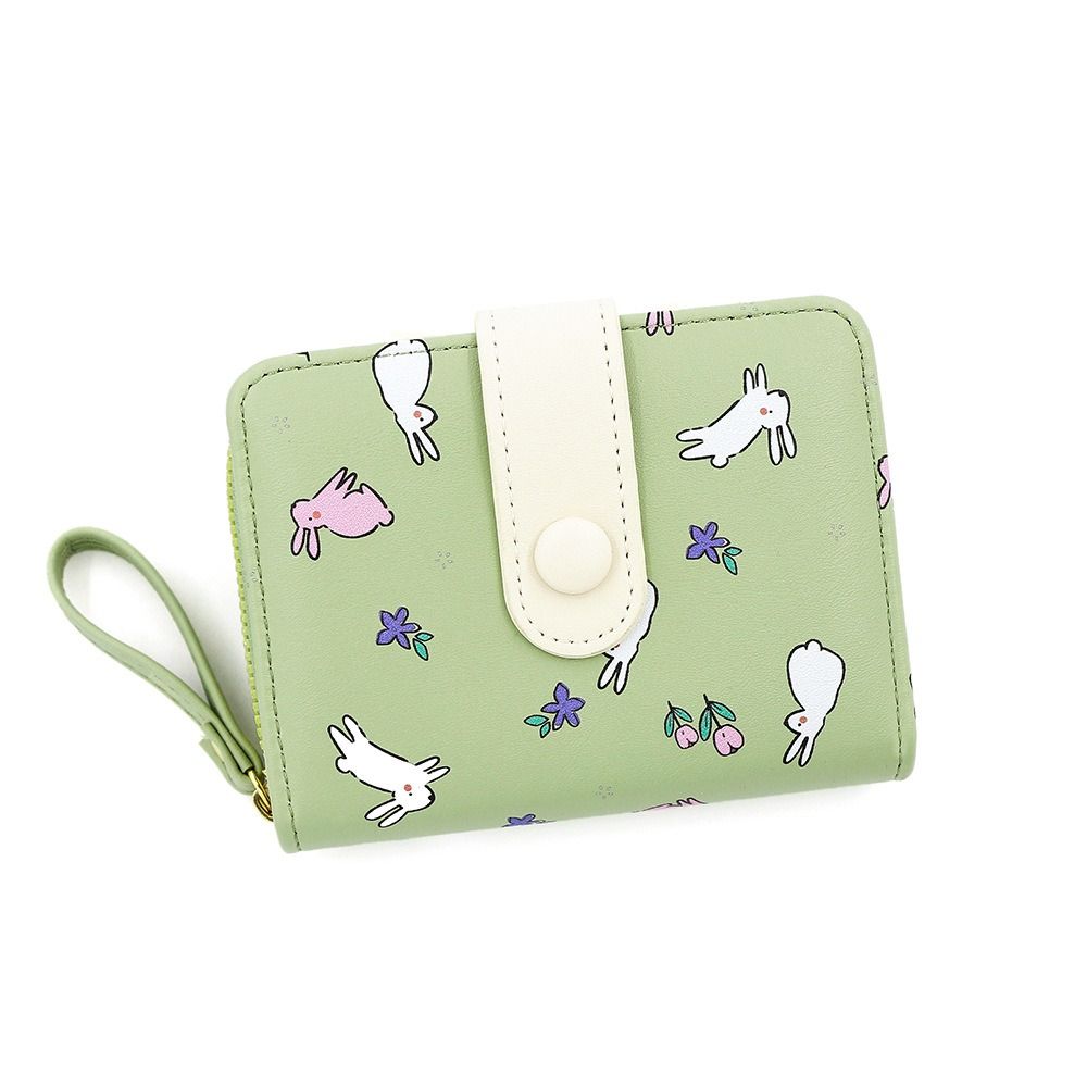 Multi-card Slot Rabbit Folding Wallet Lovely PU Leather Wallet Sweet Rabbit Purse Bag  Women