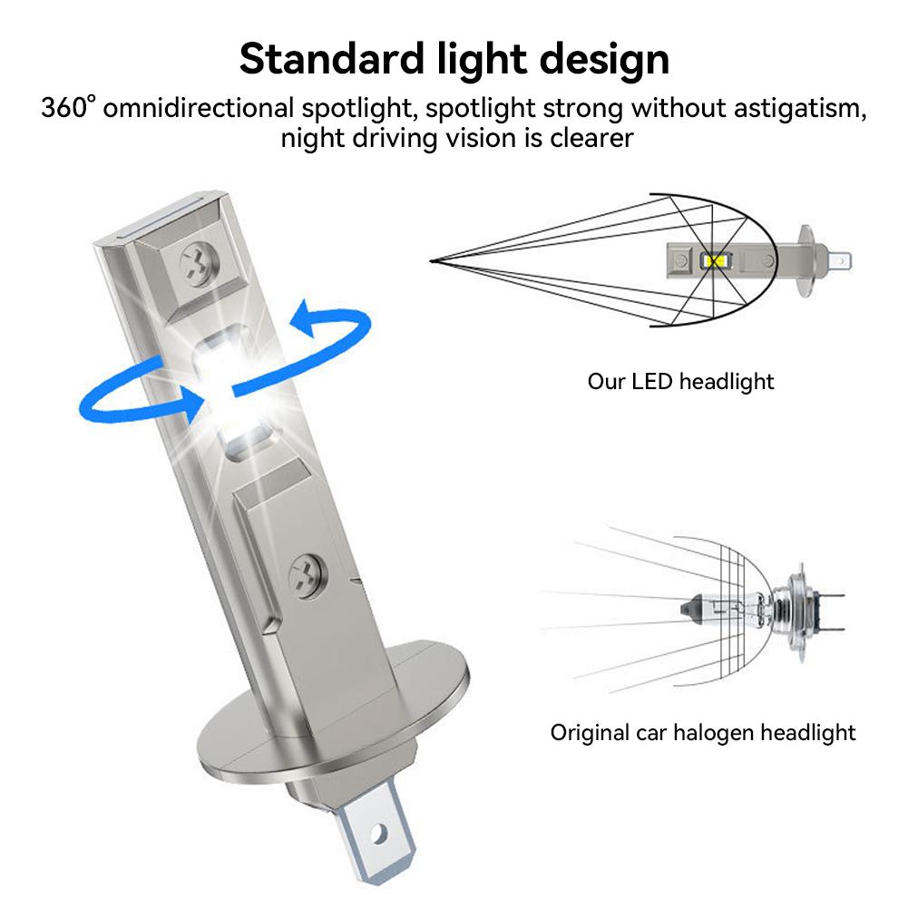 قطعة واحدة H1 H3 H7 مصباح أمامي LED للسيارة 50 واط CSP مصباح أمامي للسيارة بدون مروحة ضوء ديود تلقائي مصابيح ضباب 12 فولت 6000 كلفن