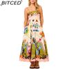 BITCED Spring/Summer Casual Maxi Dress for Women Spaghetti Strap Printed Linen 9 Colors Full-Skirted Dress