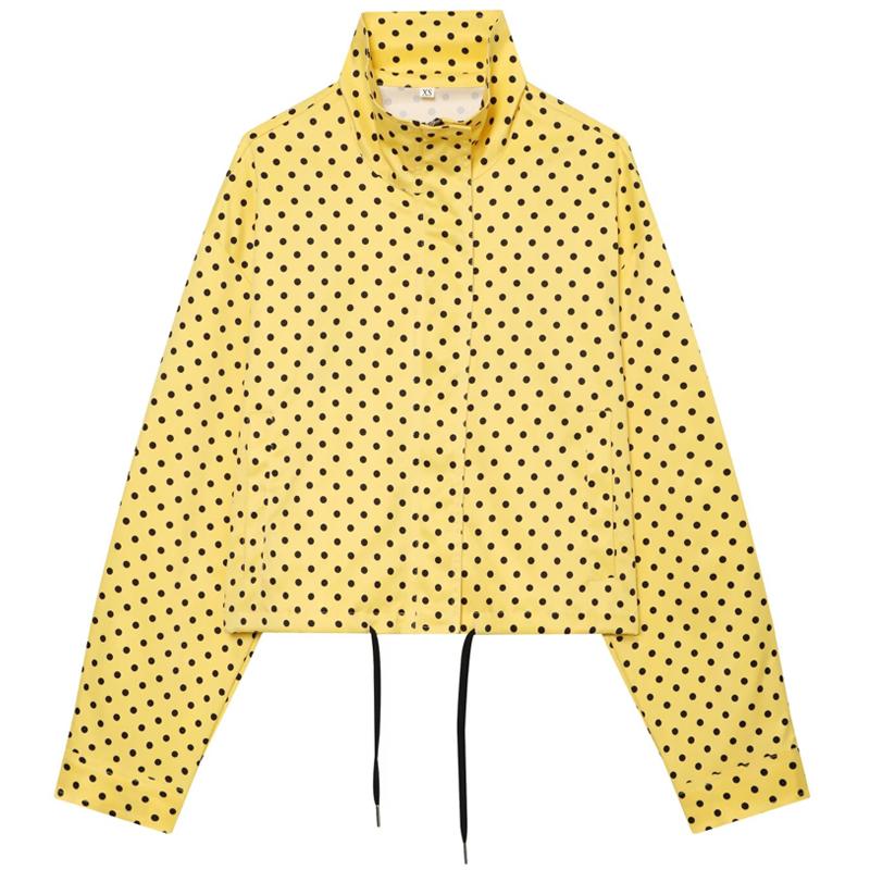 Giacca a pois Giacche da donna Mezza stagione Manica lunga oversize Capo esterno Aviatore Taglie forti Con zip Corto Cappotti