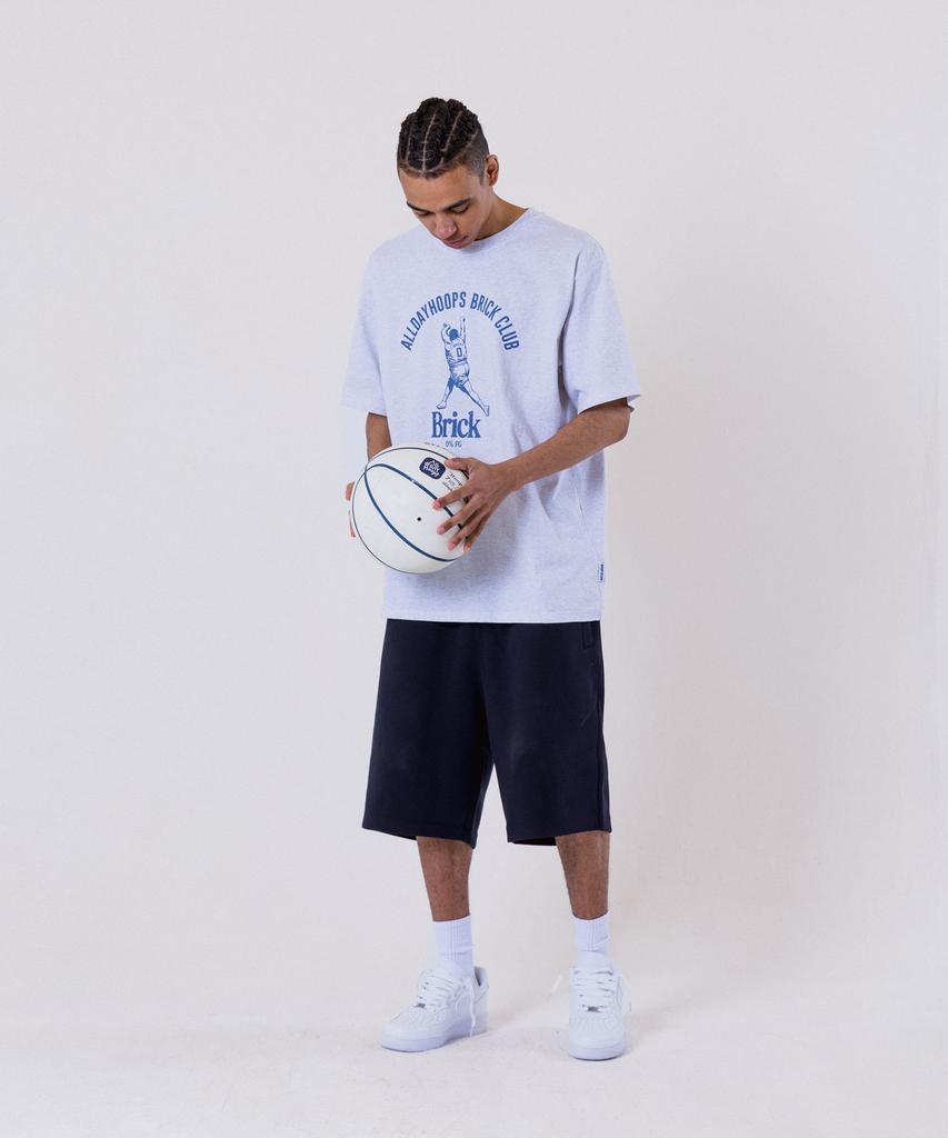 ALL DAY HOOPS Brick Club Oversized Short Sleeve T-Shirt Melange White