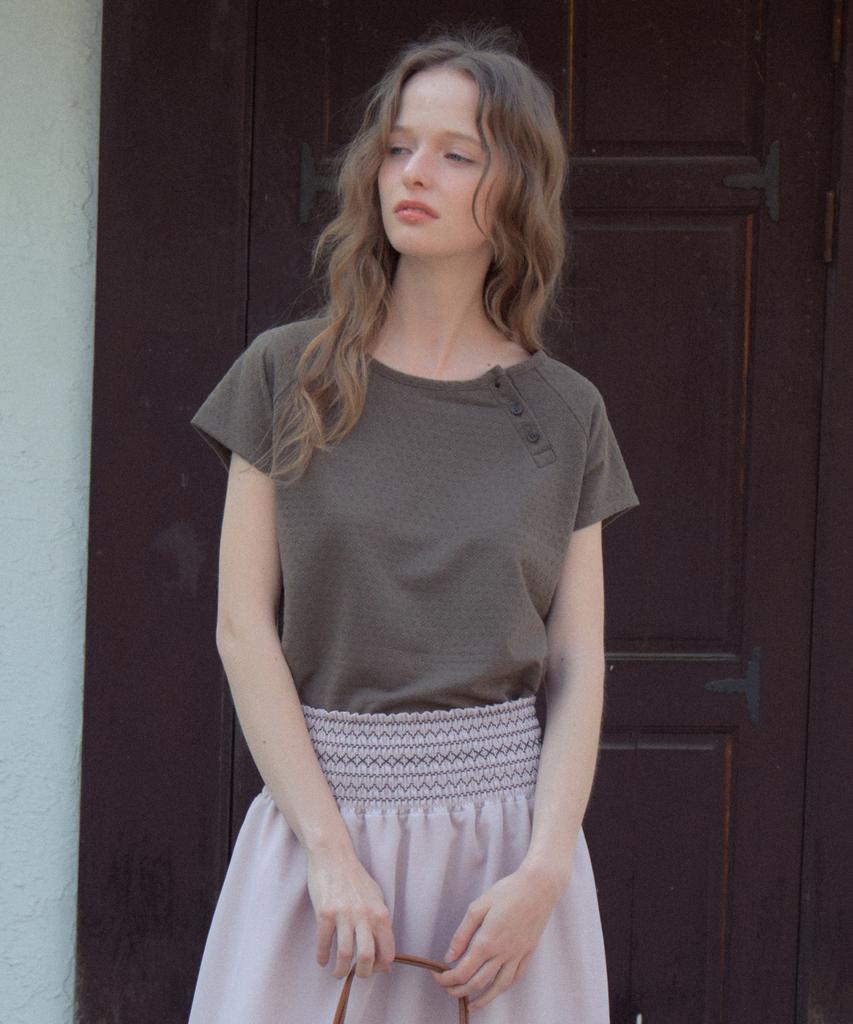 Aueonoseuteljia Jacquard Button Half T-Shirt_Brown(Ob6Tp15)