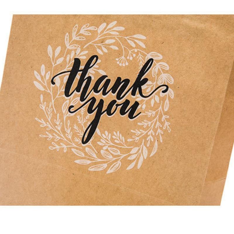12pcs Kraft Paper Thank You Gift Bags with Handles 12pcs Wholesale Packaging for Bakery Party and Retail