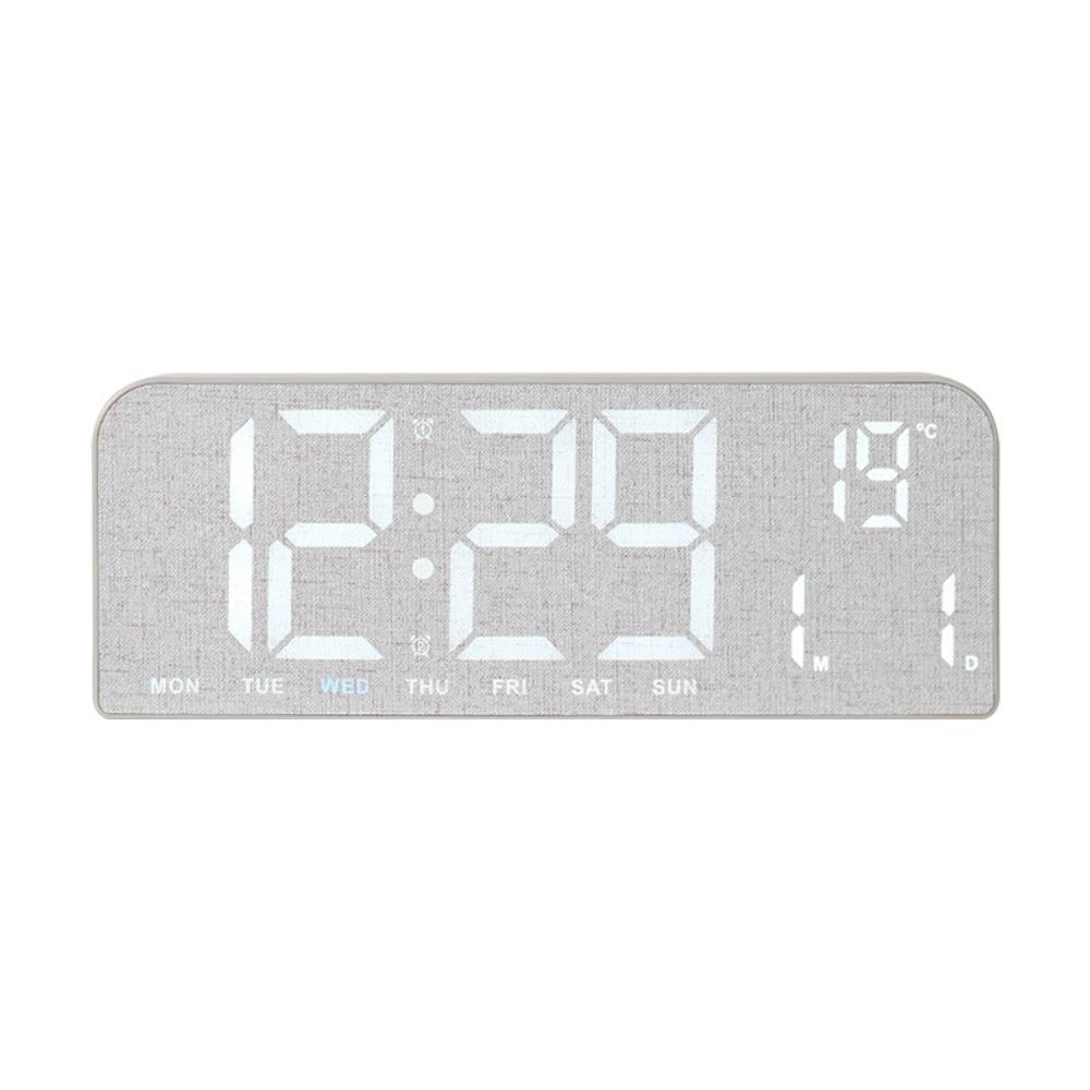 Wood Grain Wall Clock Multi-functional LED Alarm Clock Digital Alarm Clock  Bedroom Decor GH8057 Grey