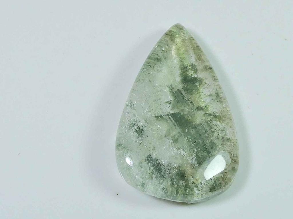 90Cts. Lodolite Garden Quartz Pear Crystal Cabochon Loose Gemstone 29X48X9MM SK-3379