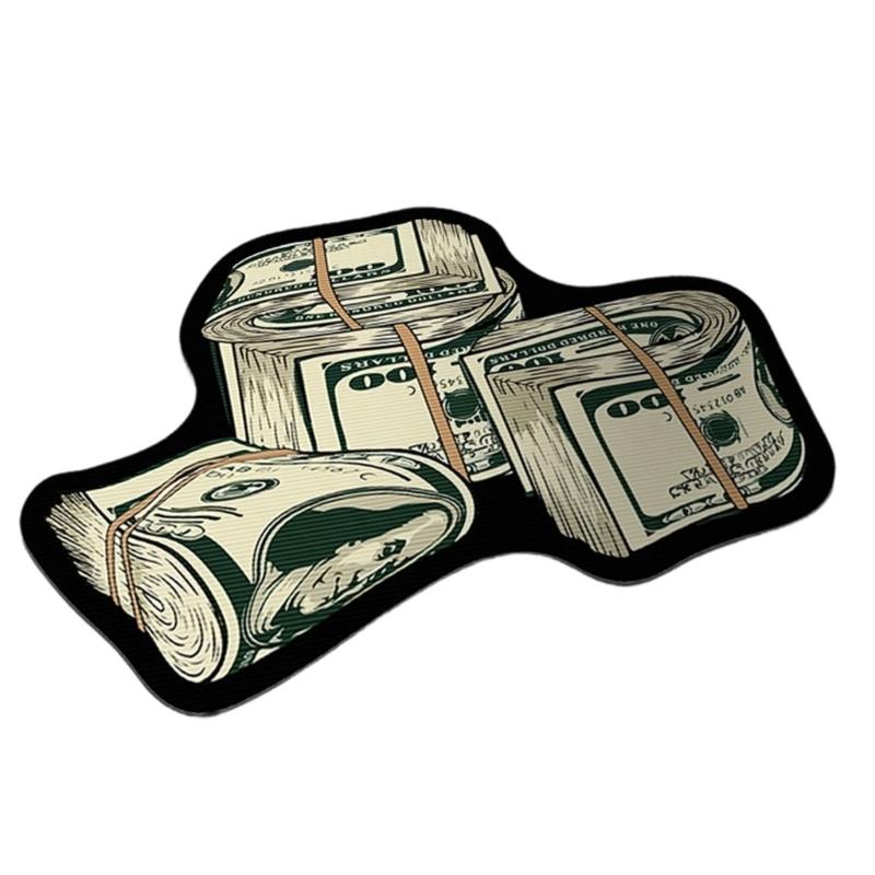 Nonslip Bath Mat Creative Money Shape Carpet Irregular Art Floor Mat for Living Room Bedroom Kitchen Hallway Entry Pad