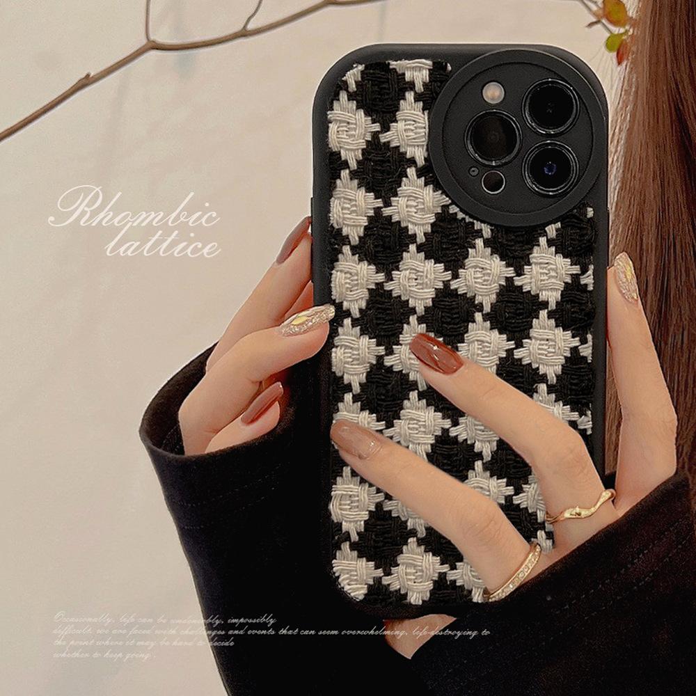 Fleece Cloth Small Fragrance Style 14pro Max IPhone Case IPhone 13 Checked 12 Suitable for 15 Houndstooth 11 X