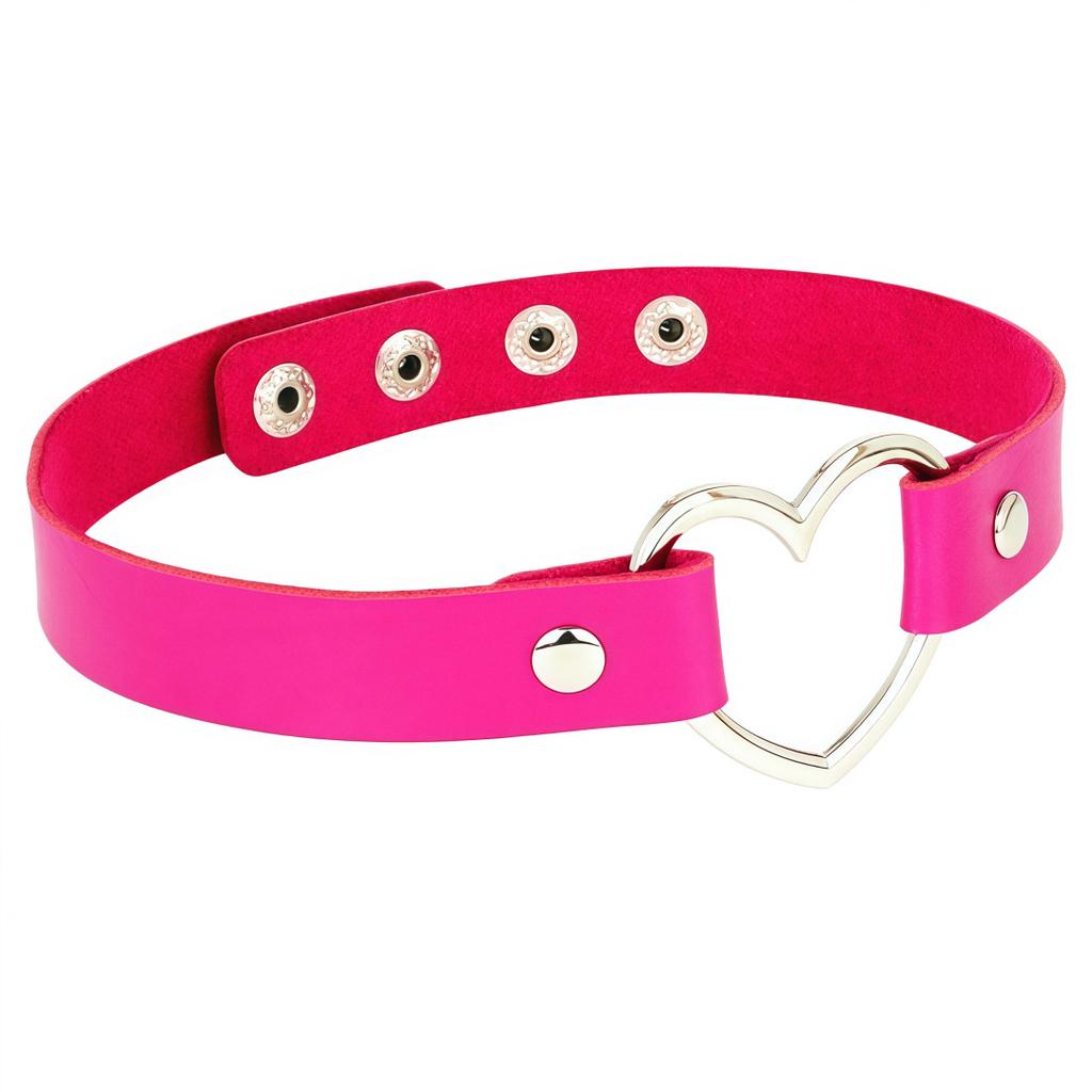 Eco-friendly PU Leather Four-buckle Harajuku Punk Style Love Collarbone Chain Peach Heart Collar Neck Strap Women's Necklace Choker Neck Chain