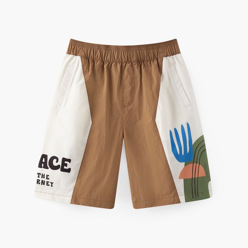 Mqd Children s Clothing Boys  Loose Casual Shorts Summer New Style Kidsren s Cartoon Printed Five-Point Sports Shorts Ochre color 110