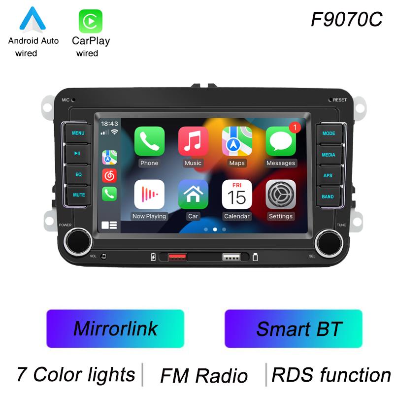 

BQCC 7 HD автомобильный MP5-плеер FM BT цветная подсветка RDS радио Mirrorlink USB зарядка беспроводной Android AUTO/ Carplay для VW