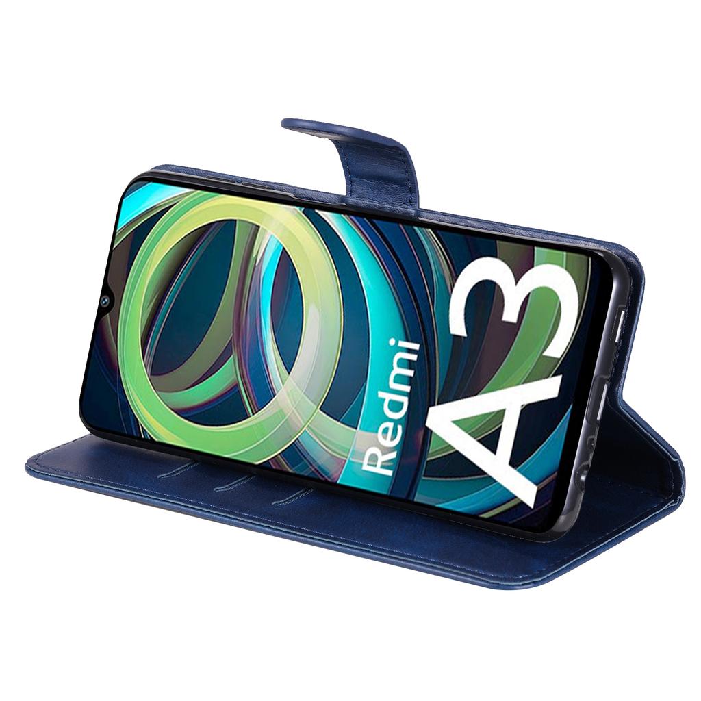 For Xiaomi Redmi A3/Poco C61 4G Magnetic Case Zipper Pocket Phone Cover with Calf Texture