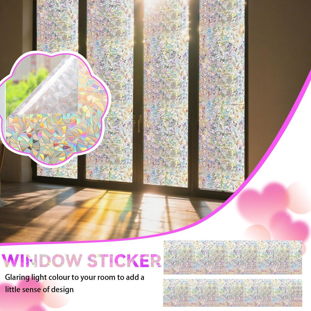 Window Privacy Film Film Decorative Window Stickers, 3D Static Stained Glass Film For Home Heat Control, Non-Adhesive