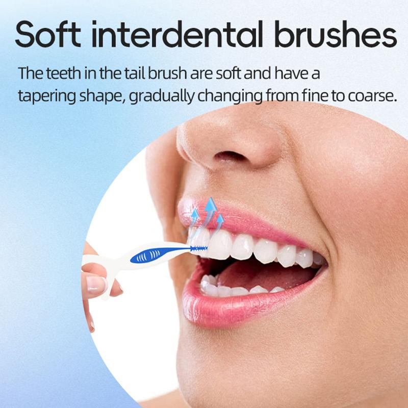 2-In-1 Multifunctional Dental Floss Stick High Elasticity Dental Floss Comfortable Soft Silicone Interdental Brush Oral Care