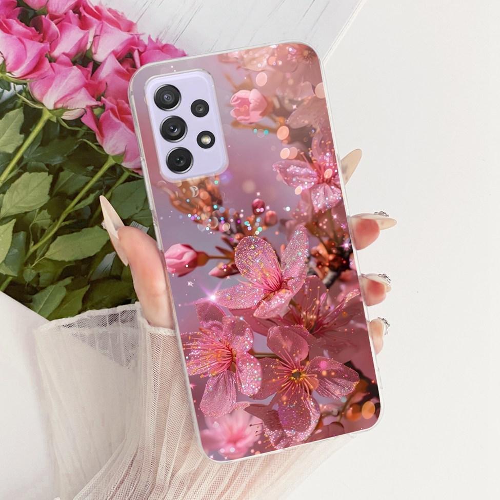 Transparent For Samsung Galaxy A72 4G Case Cute Fashion Flowers Funny Painted Casing For Samsung A72 4G SM-A725M SM-A725F Cover