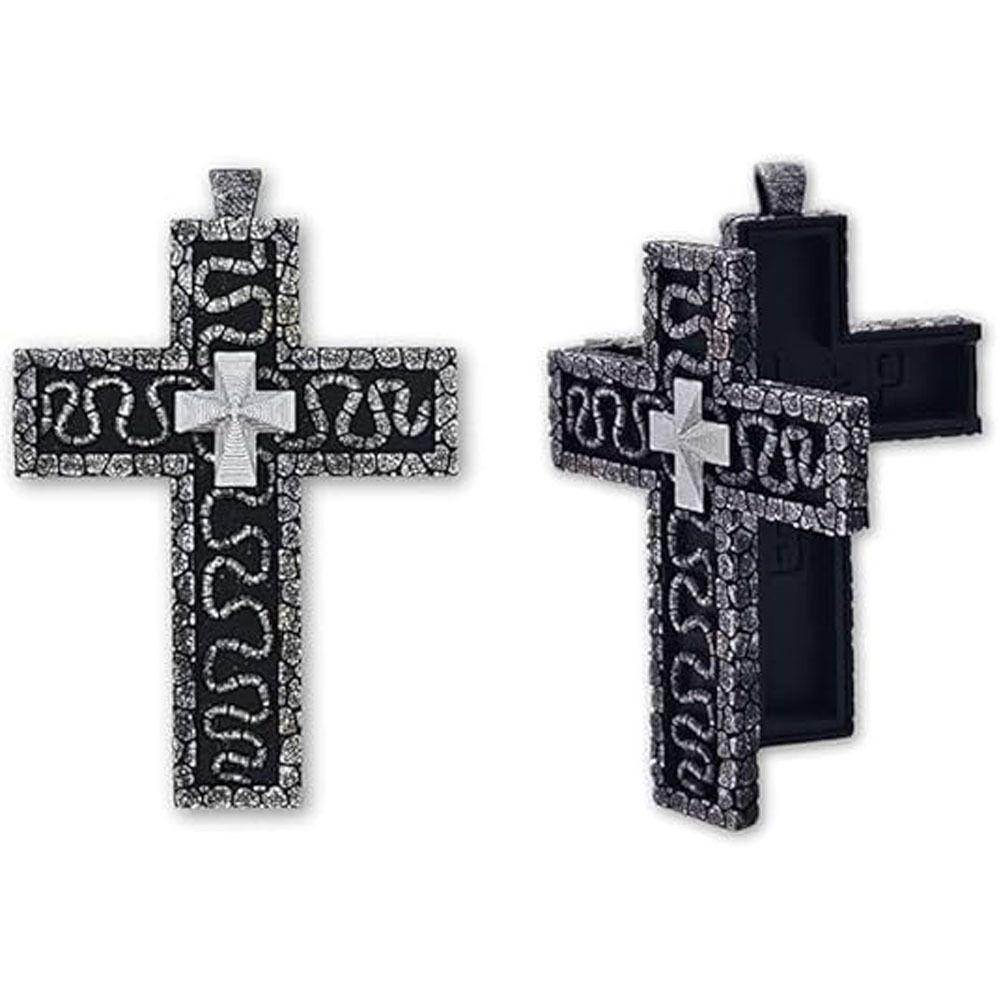 With Secret Compartment Cross Pendant Necklace Openable Charm Jewelry Chain Pendant Necklace