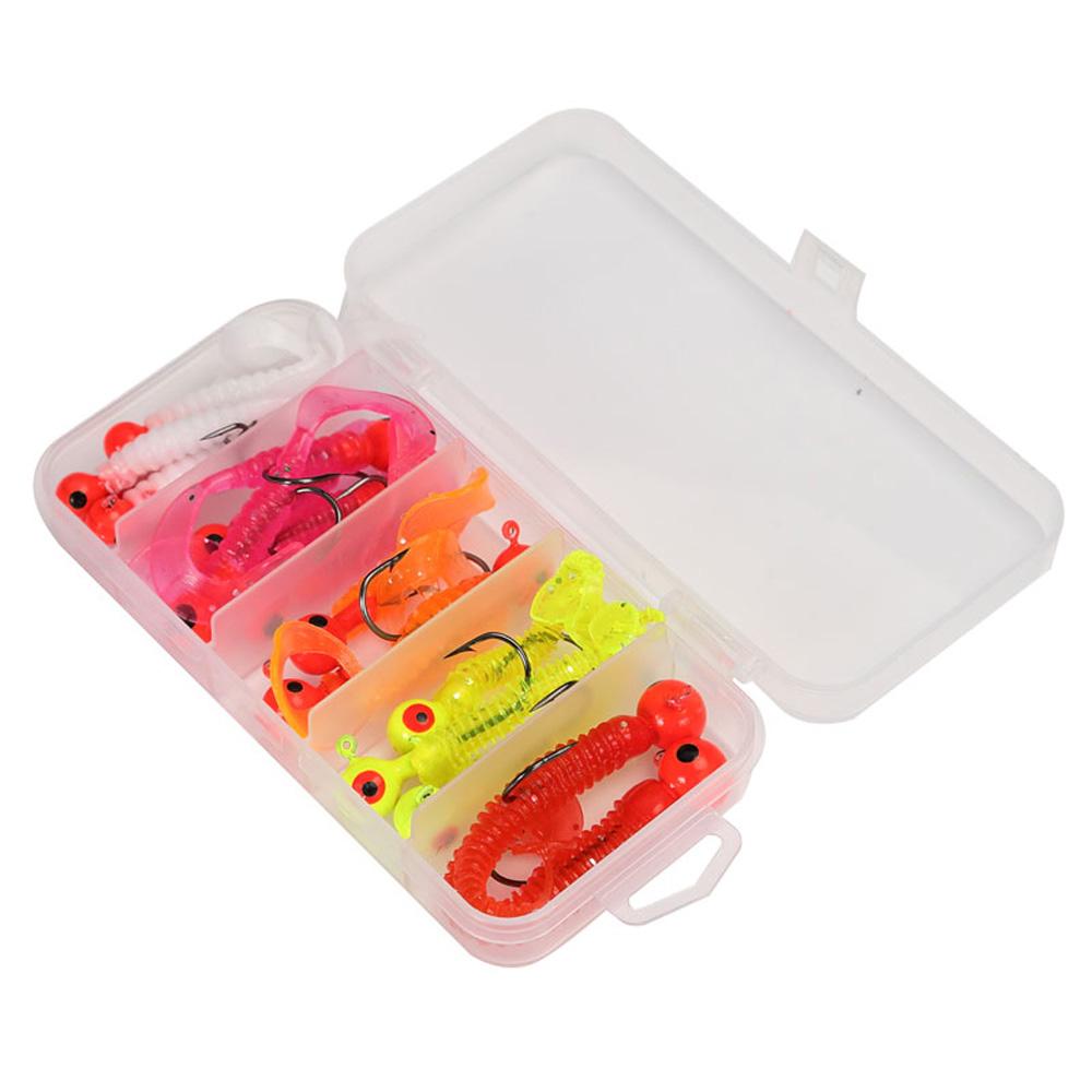 

Набор мягких 3D приманок для рыбалки, 18 шт., силиконовые приманки с джиг-головкой, крючки, офсетные крючки, приманки-черви, для ловли карпа, морского окуня, набор рыболовных снастей