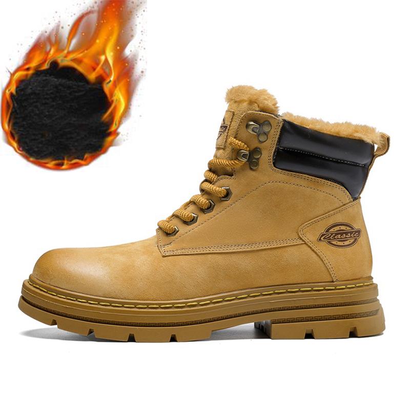 Pánské vysoké boty na volný čas Ručně vyráběné plyšové boty Ležérní boty Podzimní a zimní boty
