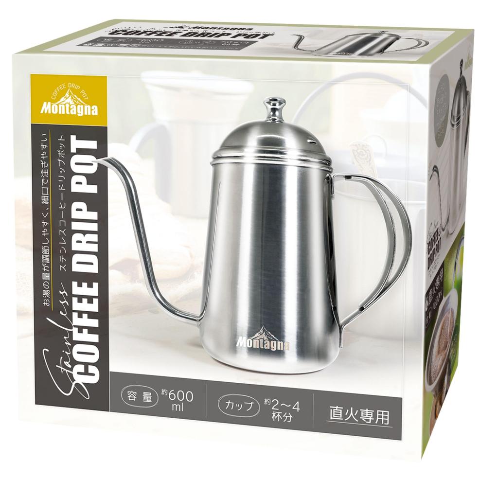 HAC Montagna Stainless Steel Coffee Drip Pot, Approx. W22 x D9.5 x H16.5cm (Main Unit), 4463