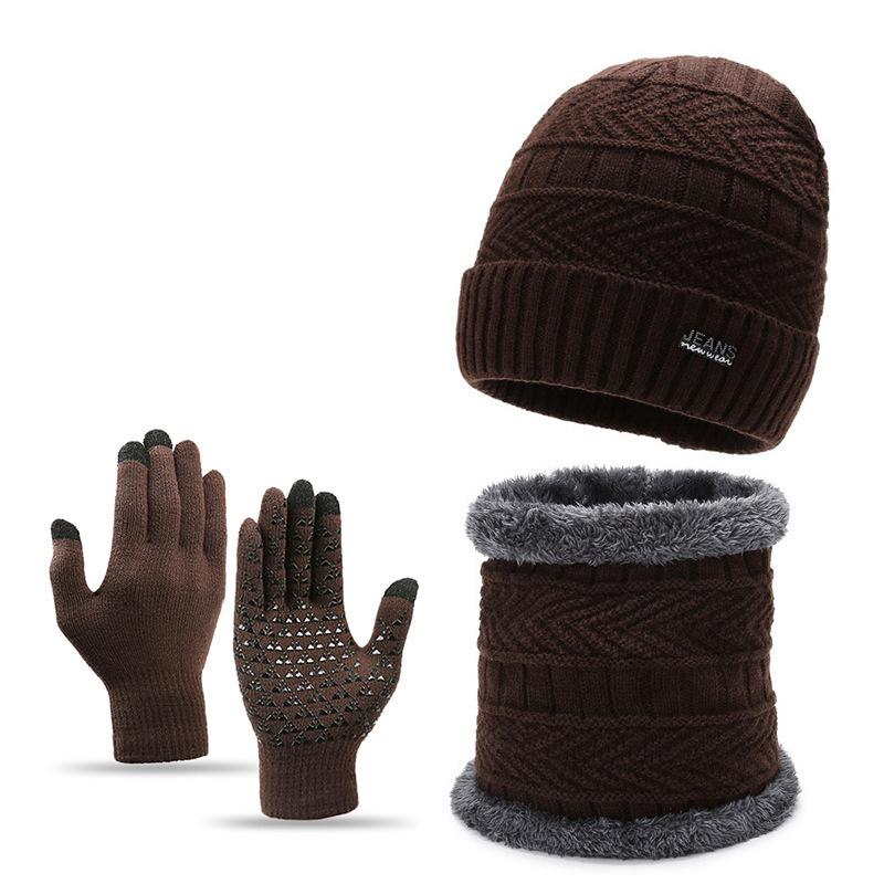 Spot winter knitted hat men's outdoor warm and cold neck protection two-piece hat women's cycling thickened wool hat