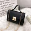 Single Shoulder Women's Bag, Versatile Messenger Fashion Embossed Lock Chain Small Square Bag
