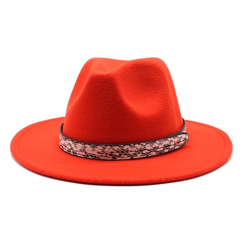Seasonal White Big Eaves Hat Flat Edge Top Hat Men'S And Women'S Woolen Jazz Hat Lmn173