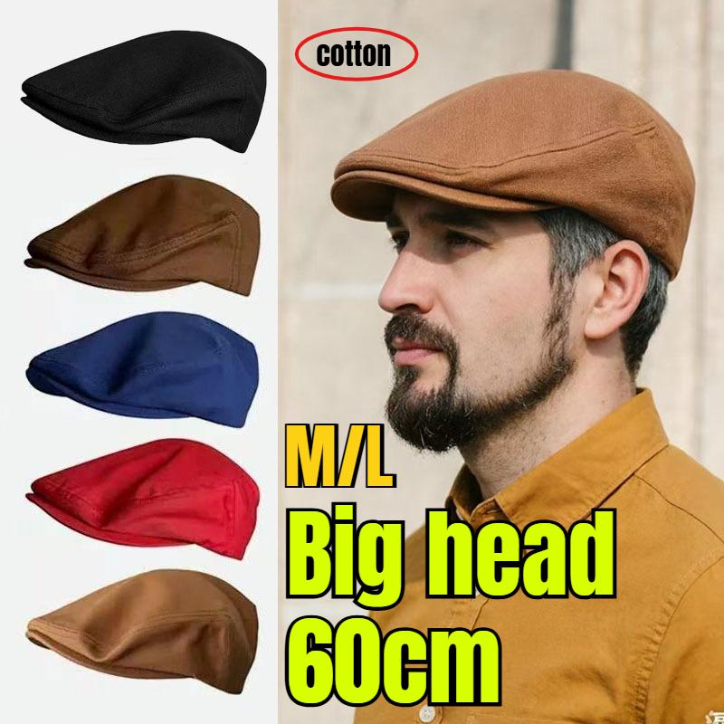 Spring Summer New Big Size Cotton Artistic Painter Berets Men Outdoor Women Flat Top Peaked Cap Fashion Forward Hat 58cm 60cm