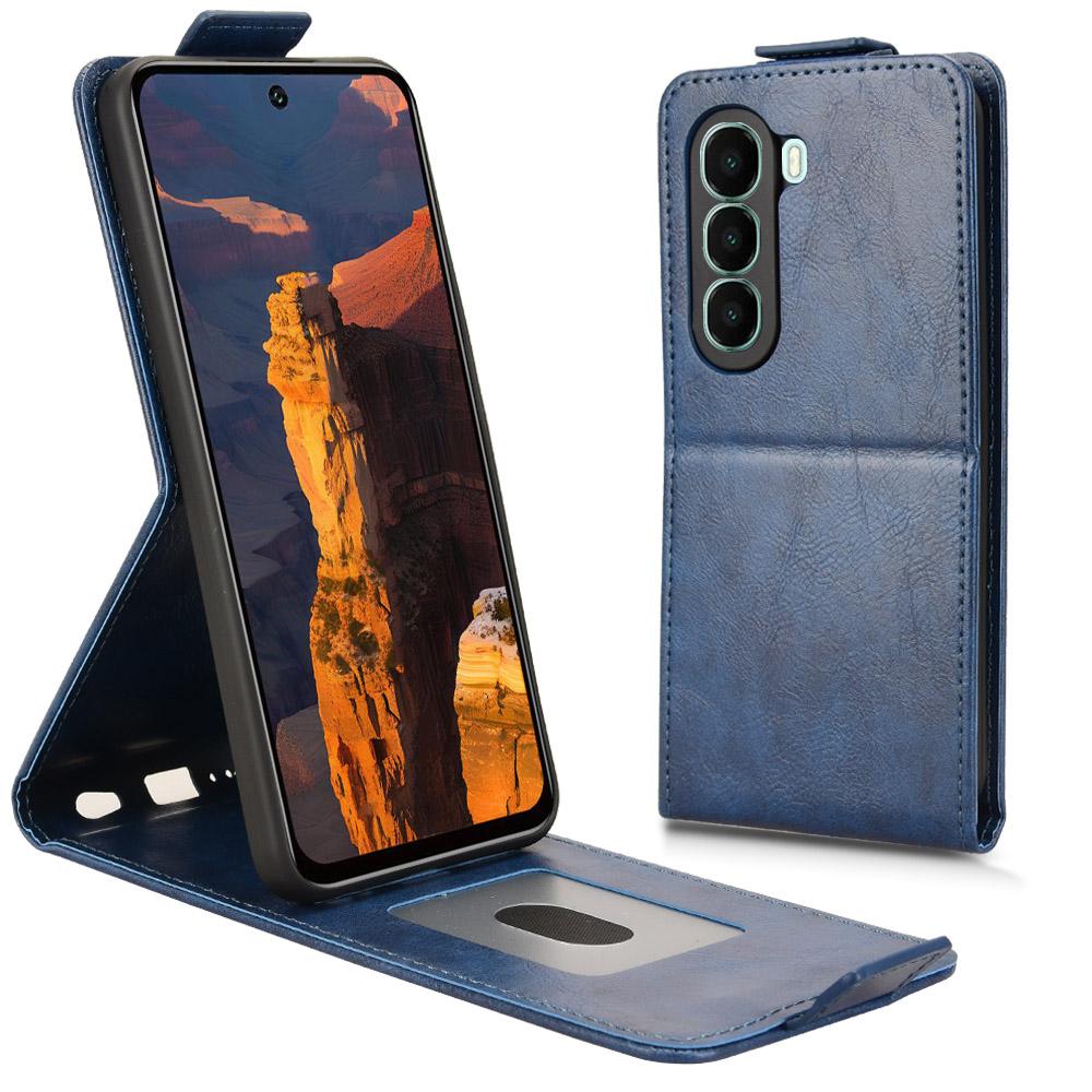 

Для itel A95 5G Подставка Чехол Магнитная застежка Вертикальный откидной Кожаный чехол для телефона с держателем для карт Dark Blue