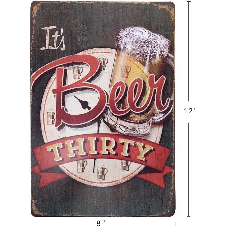 ERLOOD It's Beer Thirty Vintage Funny Home Decor Tin Sign Retro Metal Bar Pub Poster 8 X 12