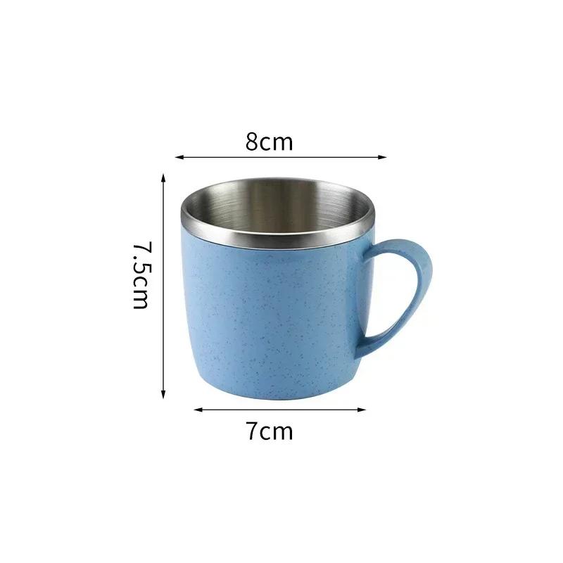 220ml Rustfritt Stål Kopper Krus Hvetestrå Anti-skolding Vannkopp Kaffe Melkekopp Te Drikker Vannkopp for Hjemmekontor Tumbler