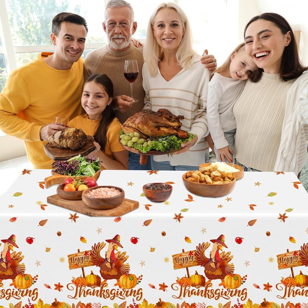 GREHUMOR Fall Thanksgiving Party Supplies Thanks Giving Tablecloth Plastic Turkey Thanksgiving Party Tablecloth Pumpkin Table Cover for Fall Thanks
