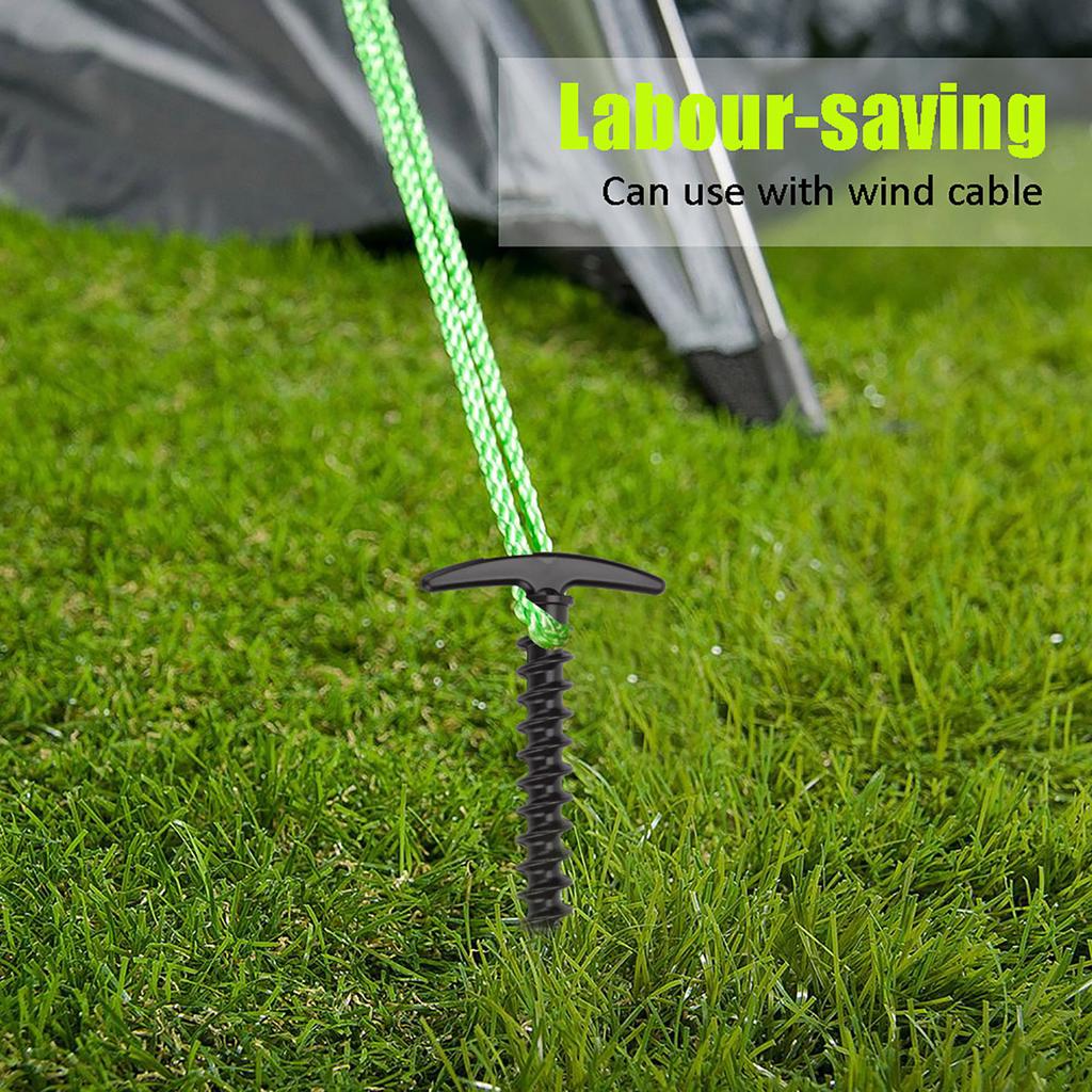 5pcs Nylon Outdoor Camping Trip Tent Peg Ground Nails Screw Nail Stakes (Black)