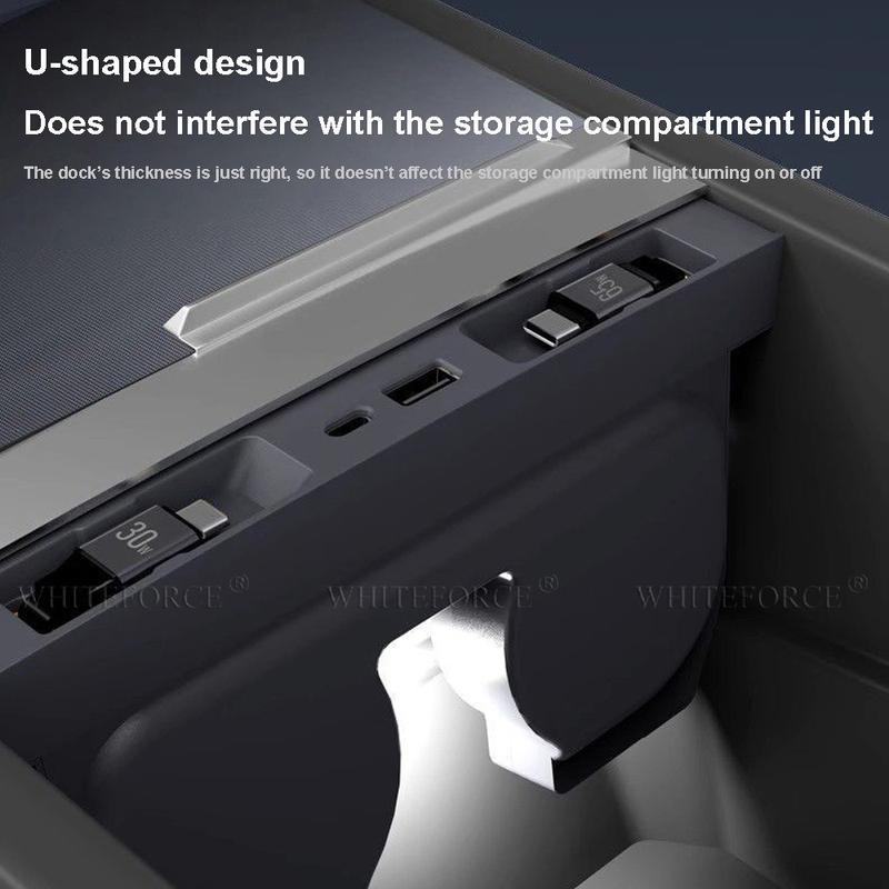 For Tesla Model Y Juniper & Model 3 Highland Intelligent Docking Station Fast Charger Extender Docking Station Powered Splitter