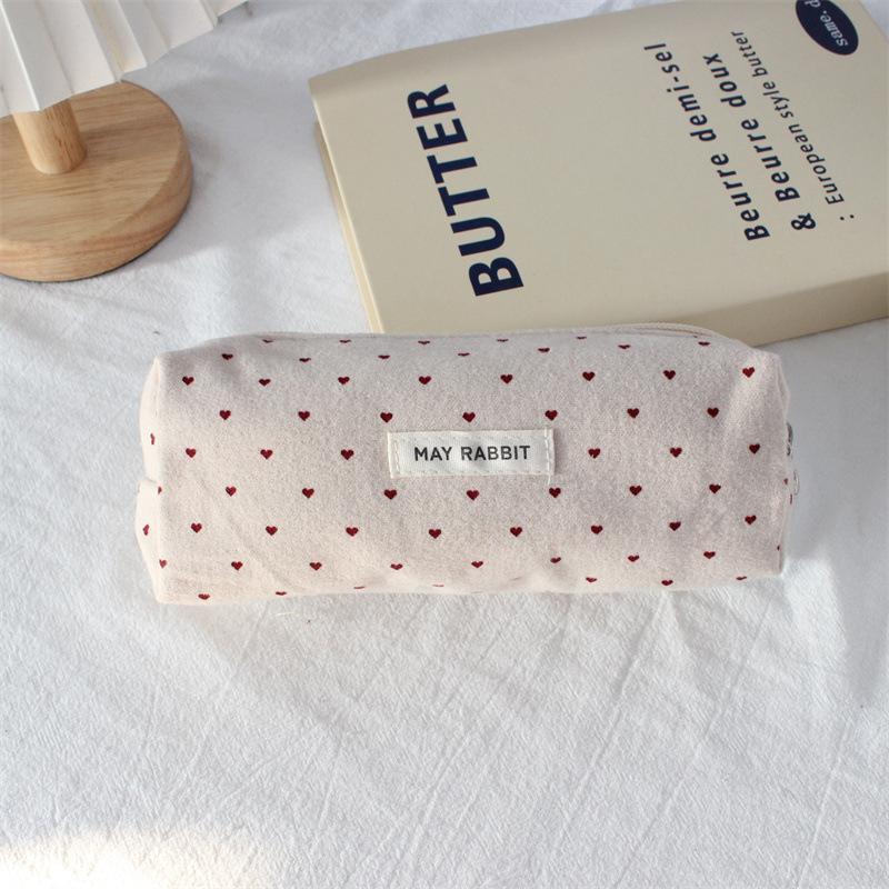 Federmäppchen Koreanischer Polka-Dot-Stil Große Kapazität Weiche Stifttasche Leicht zu Reinigen für Kinder Tägliche Schulhefte Aufbewahrung