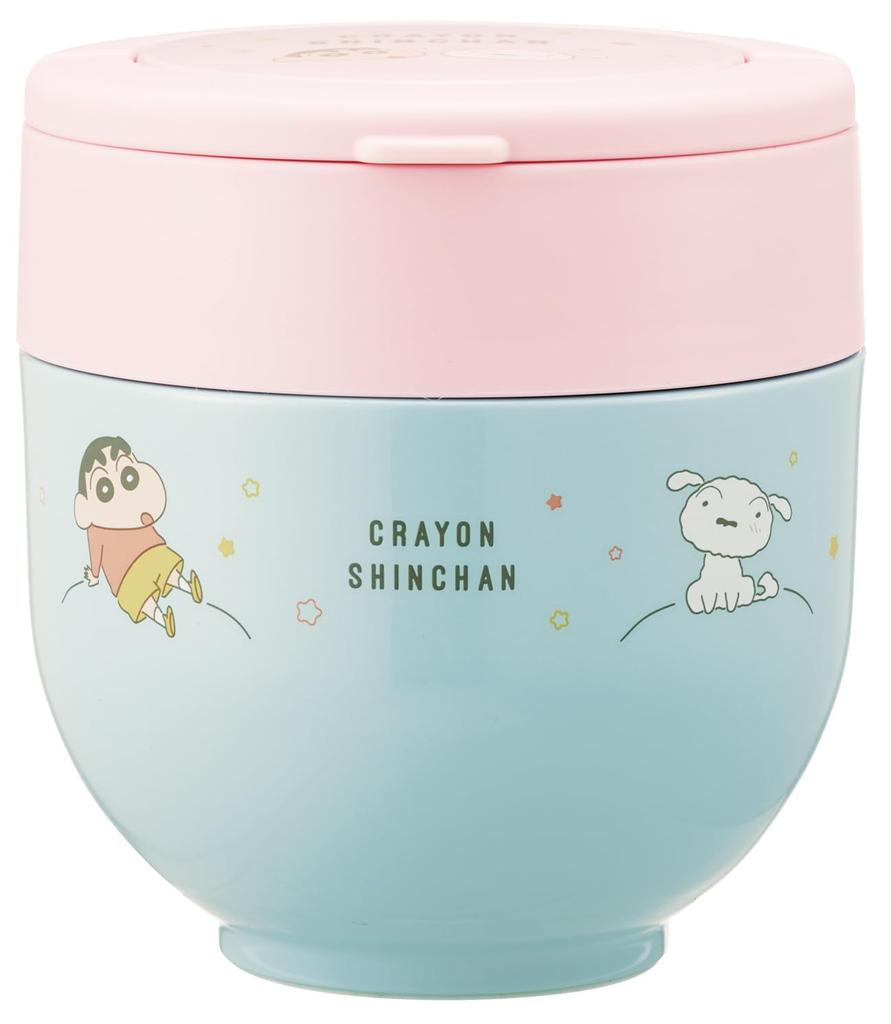 Skater Insulated Lunch with Folding Crayon Pastel Star Jar, 540ml, Handle, Antibacterial, Shin-chan Design, LDNO6AG-A