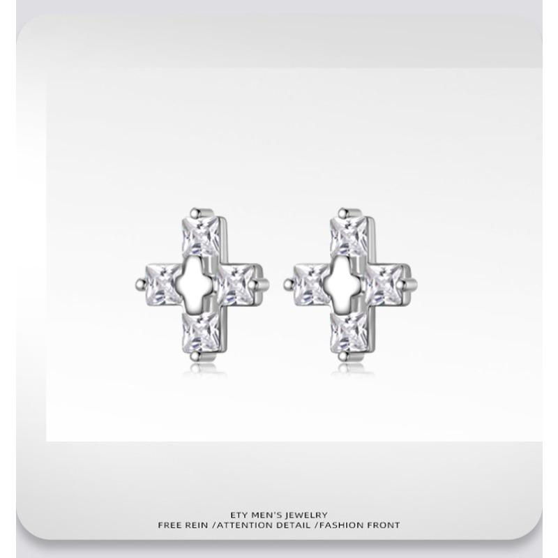

Earring - Personalized Men s Cross Design - Sophisticated Men s Simple Zirconia Earrings - Women s Item белый