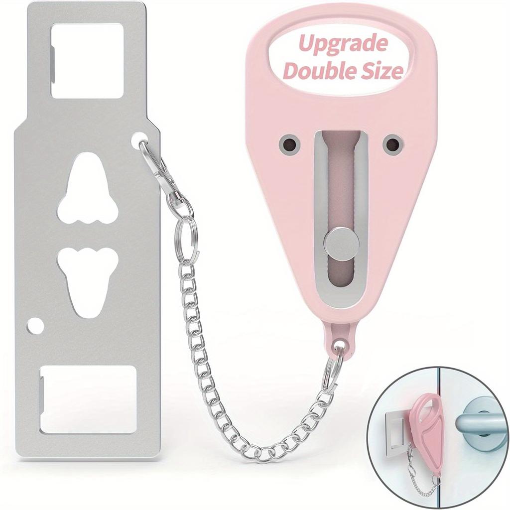 Portable Pink Door Lock for Travelers,Security Privacy Safety Door Locker Jammer Stopper for Home Apartment Vocation Hotels College Room Door Lockdown