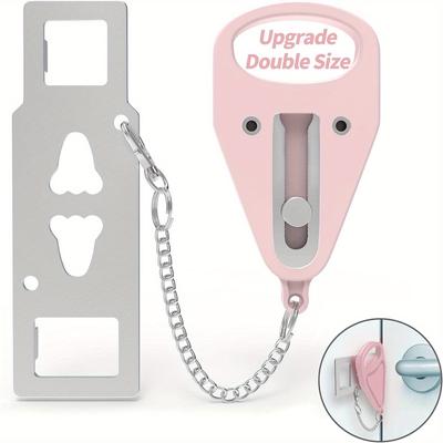 Portable Pink Door Lock for Travelers,Security Privacy Safety Door Locker Jammer Stopper for Home Apartment Vocation Hotels College Room Door Lockdown