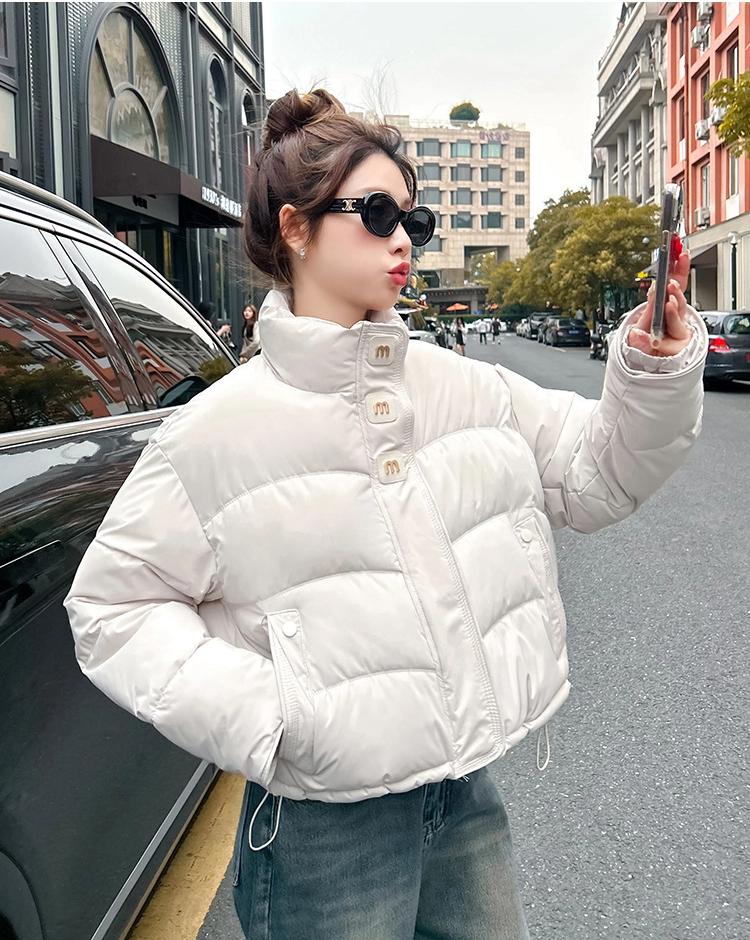 Women’s Short Stand Collar Windproof Thicken Warm Winter Jacket With M