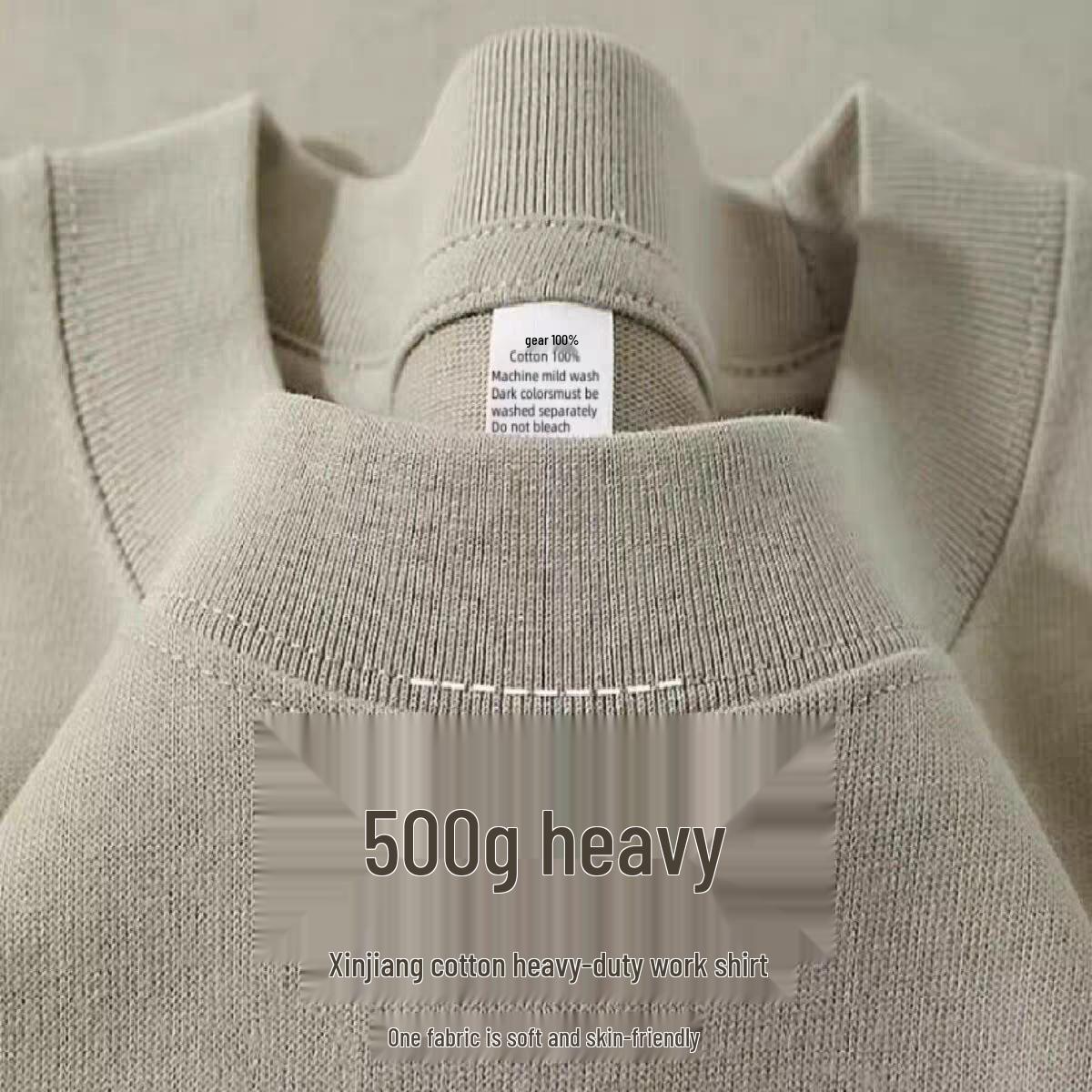 Value Vault Kaki 500g Zwaargewicht Korte Mouw Unisex Katoenen T-shirt, Heren Basislaag Top S (90-100 lbs)