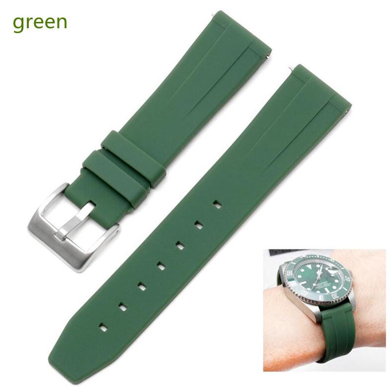 

Natural Green Fluoro Rubber Watchband 18 20 22mm Black Blue Gray Brown Swift Bar Pin Clasp Strap Fit For Seiko RX Tissot Watch 18mm зелёный