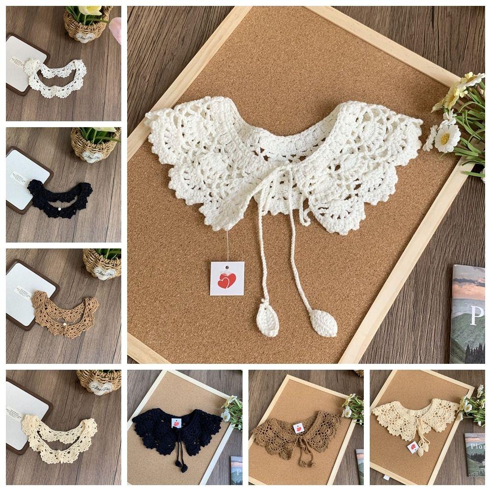 Round Neck Hollow Out Crochet Shawl Sweet Blouse Shoulders Fake Collar Knitted Scarves  Spring