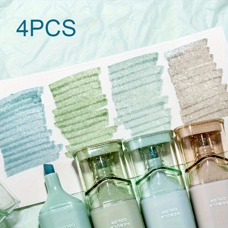 

4Pcs/set Sparkling Glitter Highlighters Smudge-Proof Water-Based Ink Fluorescent Pens Marking Pen for Note-Taking & Journaling