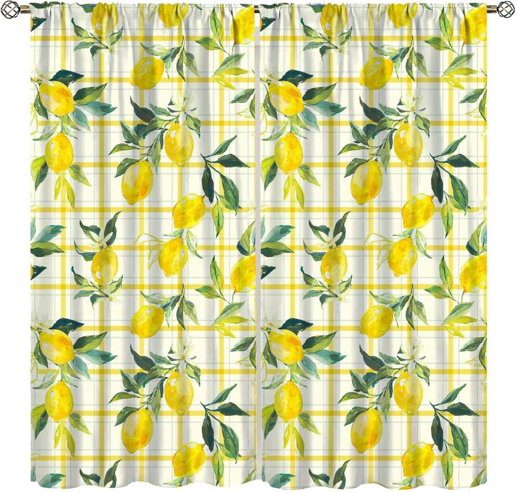 Erdbeer Frucht Blume Niedliche Vorhänge Groovy Funky Trendige Blumenbedruckte Stangentasche Fensterbehänge für Mädchen Schlafzimmer Wohnzimmer