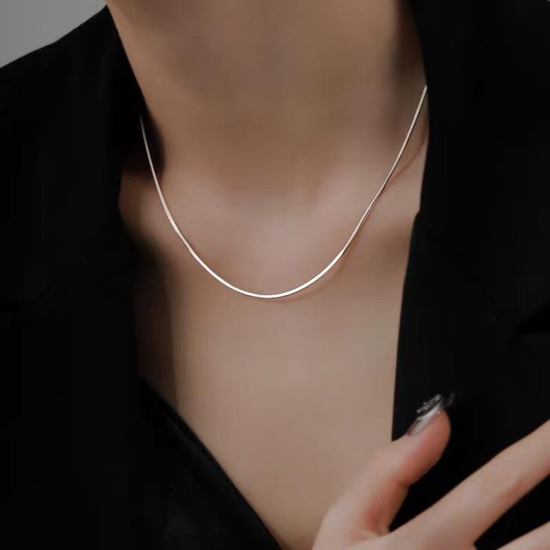 Elegante Damen S925 Sterlingsilber Perlenanhänger Halskette - Leichte Luxus Schlüsselbeinkette