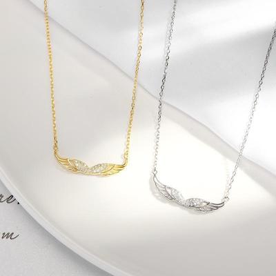 Clearance Simple Women's Micro-inlaid Wing Necklace Temperament Handmade Creative Item Decoration Mixed Batch