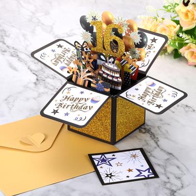 Uxcell Birthday Card Pop-Out Gift Card Romantic Birthday Card 3D Flower Bouquet Butterflies Sweet W Greeting Card Envelope