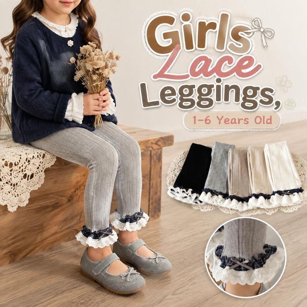 Cotton Girls Lace Leggings Ruffled Children Ankle-length Pants Toddler Ruffle Tights 1-6 Years Old