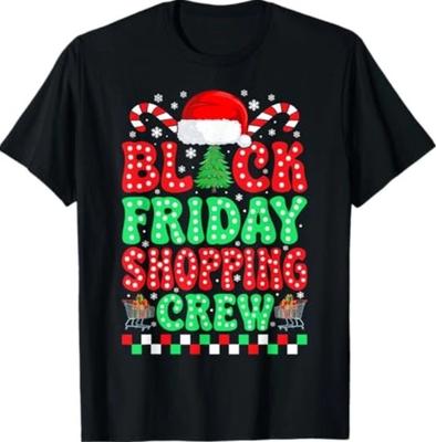 Black Christmas Friday Shopping Crew Family Matching Xmas T-Shirt